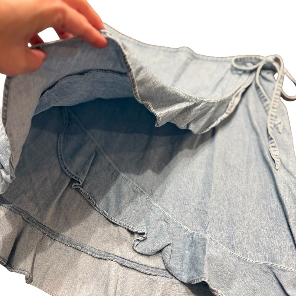 J. Crew Light Wash Denim Wrap Mini Skirt - Picture 2 of 5